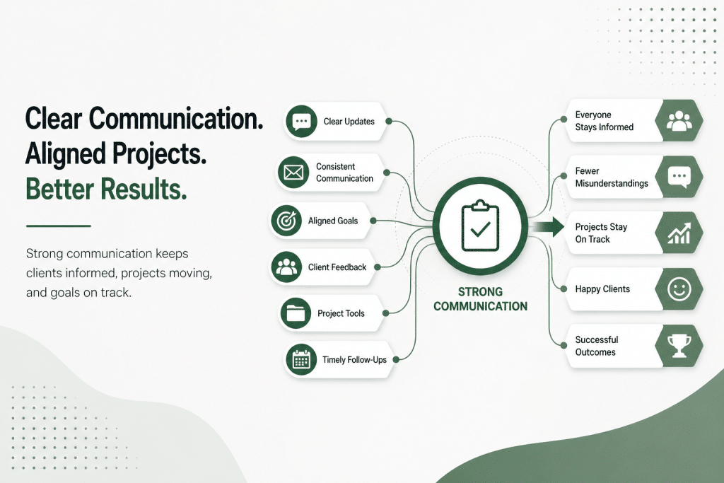 structured project communication workflow showing clear updates and aligned teams